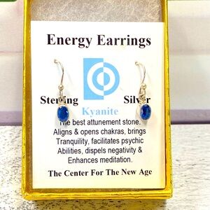 NWT Sterling Silver Blue Kyanite Energy Earrings Dangle